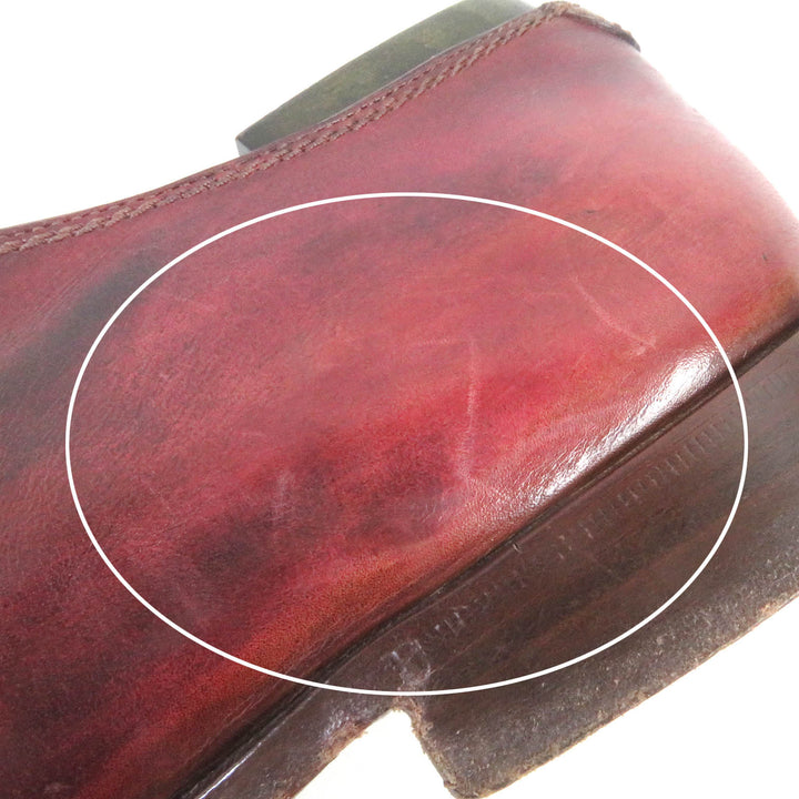 Very Good Berluti Leather shoes Demesure Scars Calligraphy Patine Single Monk Strap Bordeaux leather mens 9