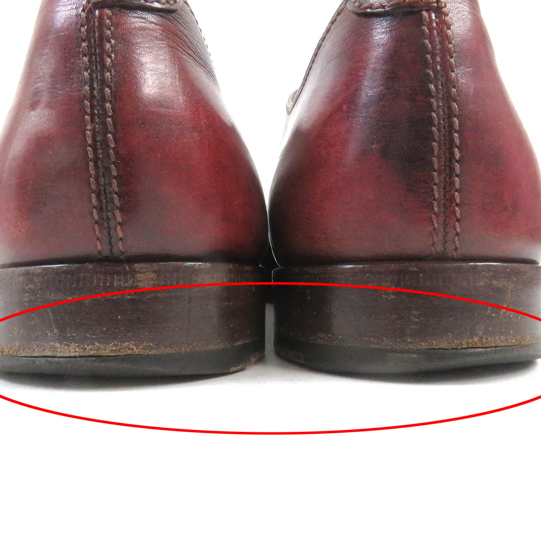 Very Good Berluti Leather shoes Demesure Scars Calligraphy Patine Single Monk Strap Bordeaux leather mens 9