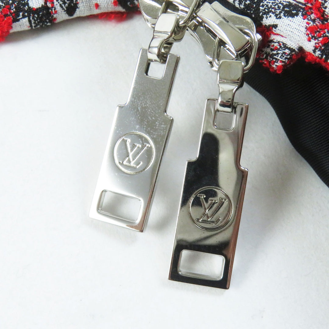 Excellent LOUIS VUITTON coat Monogram jacquard no-collar zip-up long Women 38