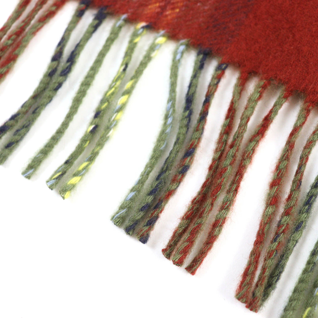Excellent HERMES Scarf Back to school Logo Embroidery Fringe Red series cashmere mens