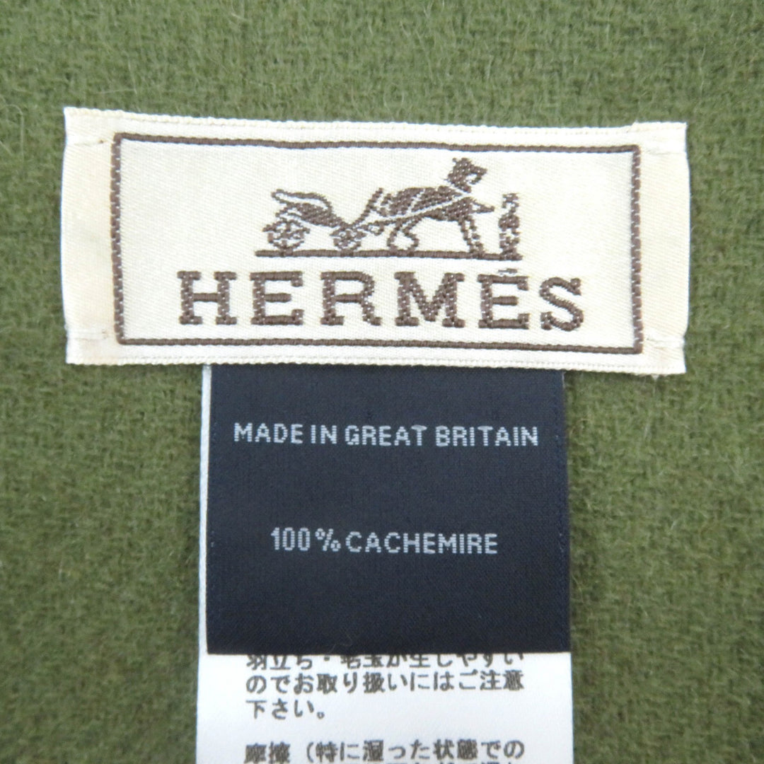Excellent HERMES Scarf Back to school Logo Embroidery Fringe Red series cashmere mens
