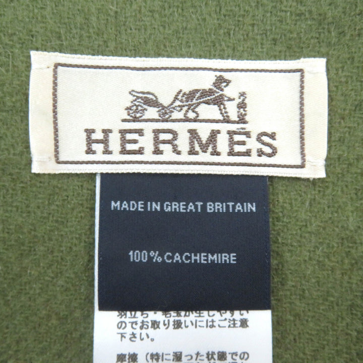 Excellent HERMES Scarf Back to school Logo Embroidery Fringe Red series cashmere mens