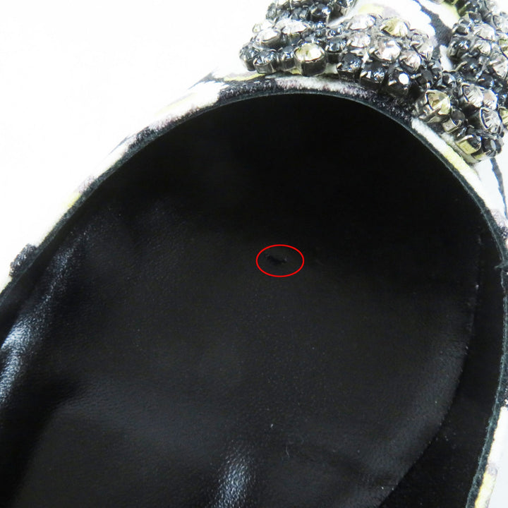 Pristine MANOLO BLAHNIK pumps HANGTSTFLAT Hangisi Flat Floral Pattern Rayon 37.5