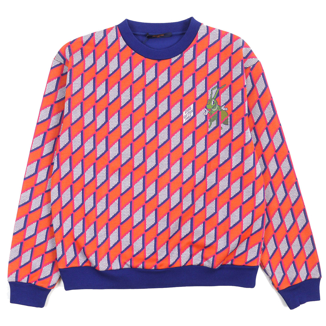 Pristine LOUIS VUITTON sweat Diamond Damier all-over print long sleeve knit