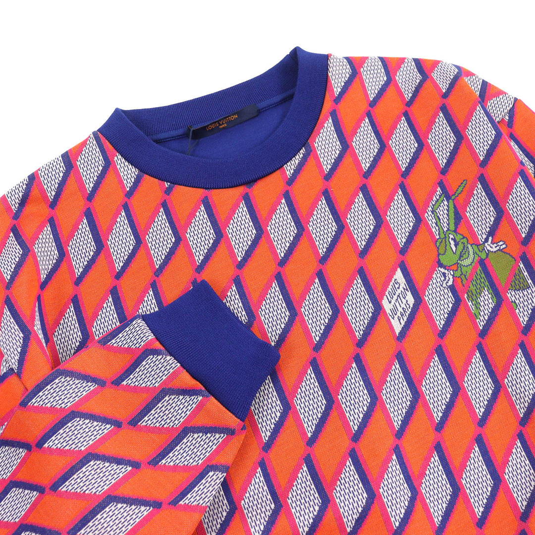 Pristine LOUIS VUITTON sweat Diamond Damier all-over print long sleeve knit mens M