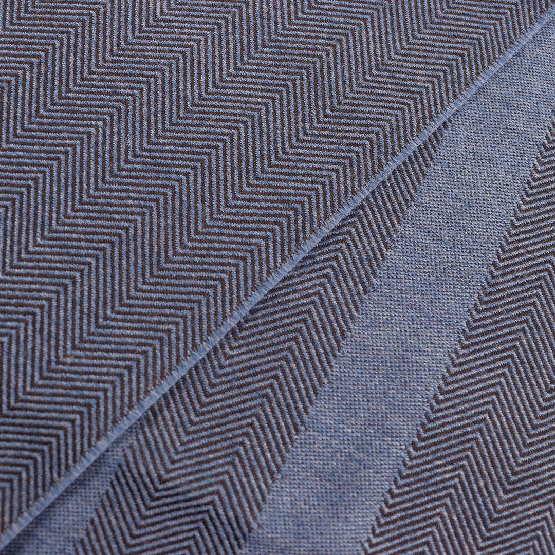 Excellent GUCCI Scarf Herringbone Pattern Fringe Shawl Stole Blue brown mens