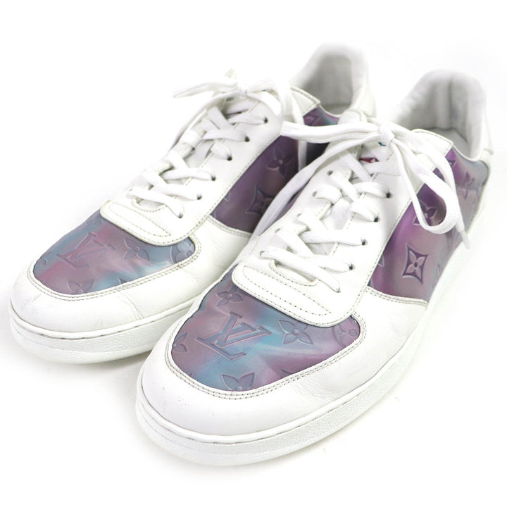 LOUIS VUITTON sneakers Monogram pattern White Aurora Color leather mens 8.5