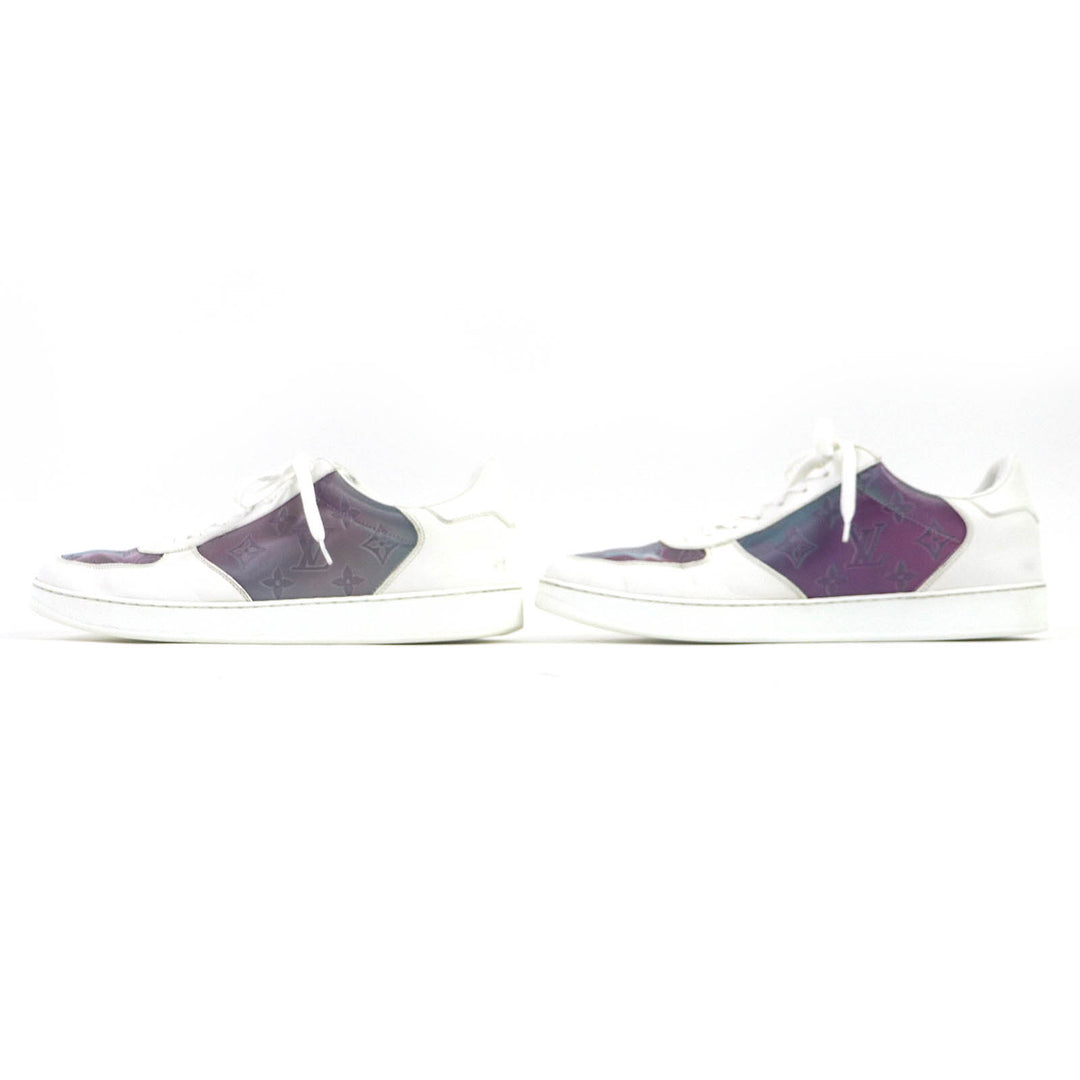 LOUIS VUITTON sneakers Monogram pattern White Aurora Color leather mens 8.5