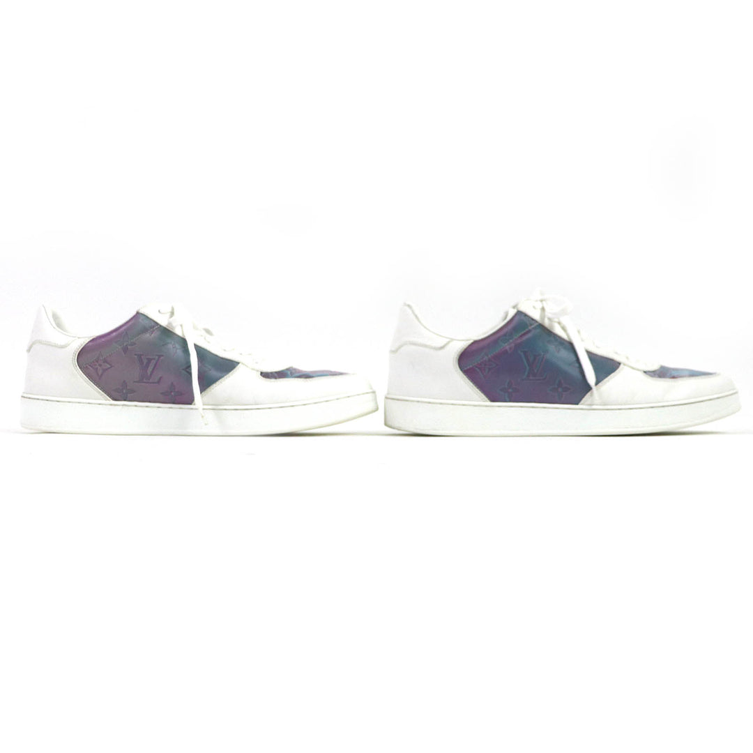 LOUIS VUITTON sneakers Monogram pattern White Aurora Color leather mens 8.5