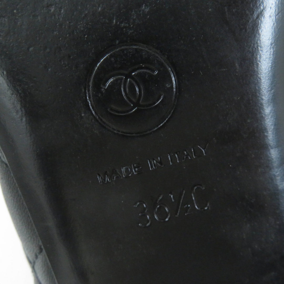 Great CHANEL Ballet shoes COCO Mark Matelasse black 36.5 23B G45122