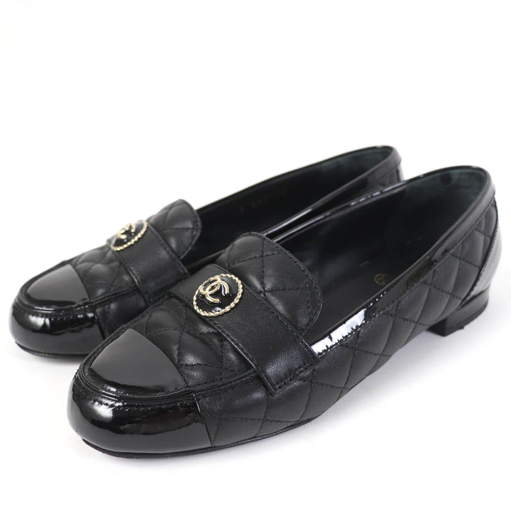 Great CHANEL Ballet shoes COCO Mark Matelasse black 36.5 23B G45122