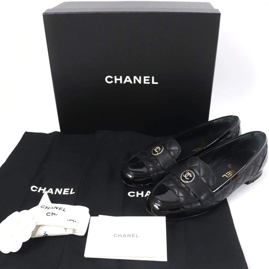 Great CHANEL Ballet shoes COCO Mark Matelasse black 36.5 23B G45122