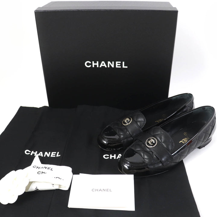 Great CHANEL Ballet shoes COCO Mark Matelasse black 36.5 23B G45122