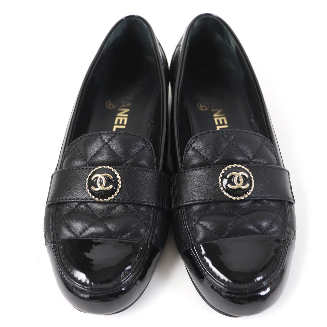 Great CHANEL Ballet shoes COCO Mark Matelasse black 36.5 23B G45122