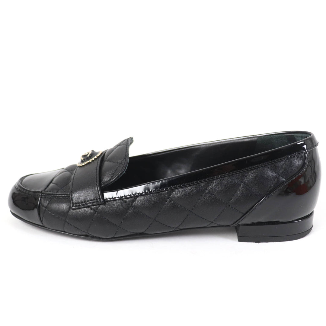 Great CHANEL Ballet shoes COCO Mark Matelasse black 36.5 23B G45122