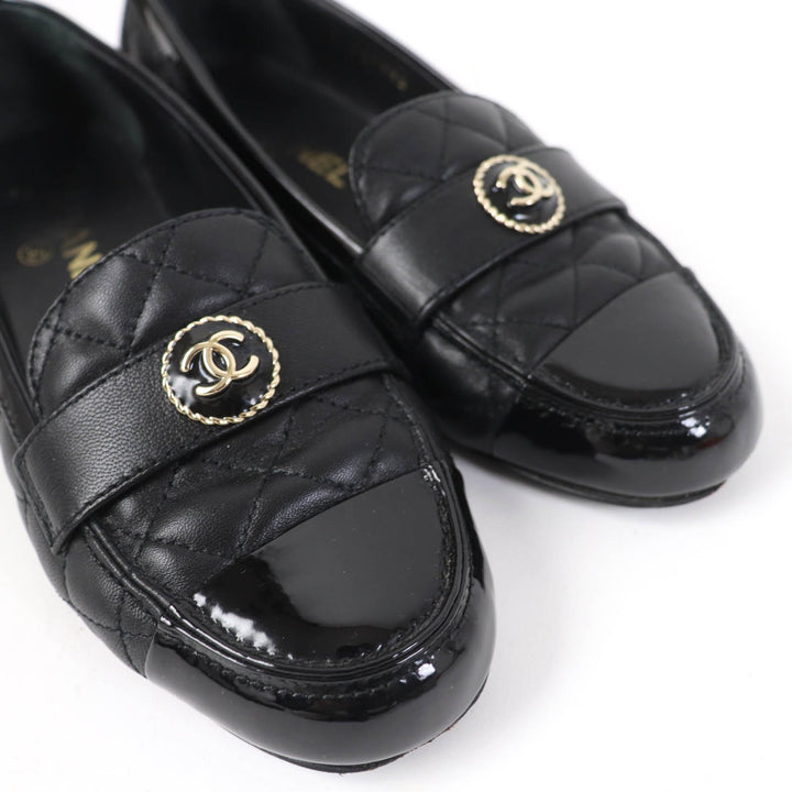 Great CHANEL Ballet shoes COCO Mark Matelasse black 36.5 23B G45122