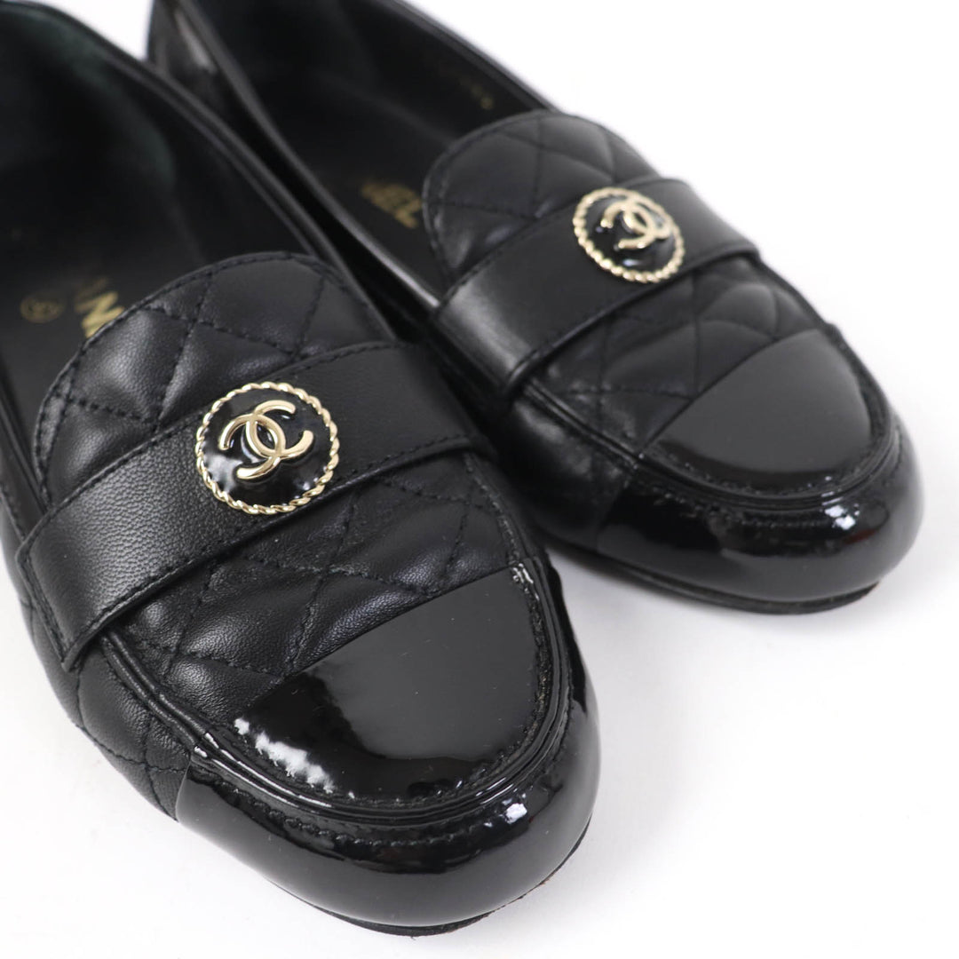 Great CHANEL Ballet shoes COCO Mark Matelasse black 36.5 23B G45122