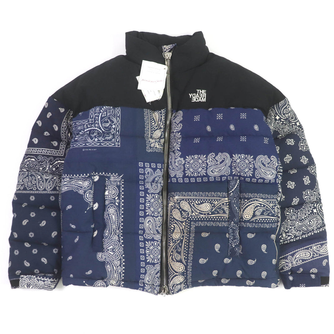 Pristine READYMADE Down jacket BANDANA DOWN JACKET Navy cotton mens 2 RE-CO-NV-00-00-108