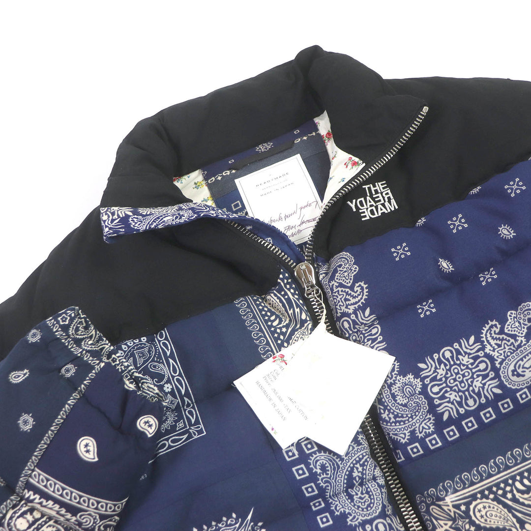 Pristine READYMADE Down jacket BANDANA DOWN JACKET Navy cotton mens 2 RE-CO-NV-00-00-108