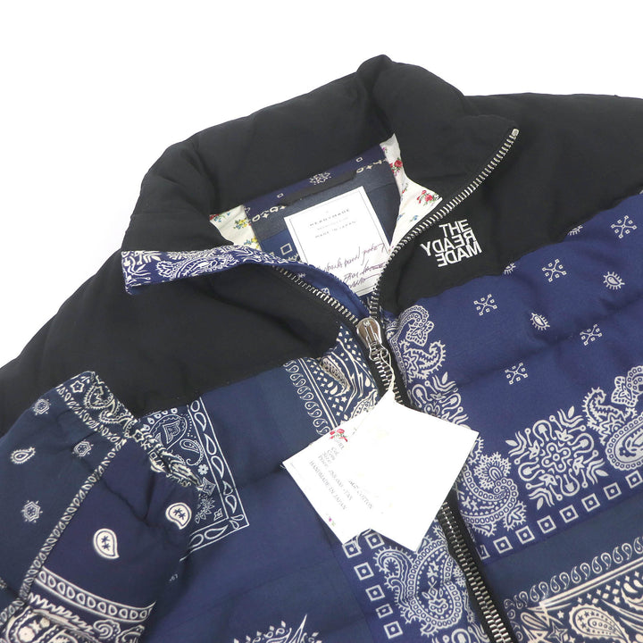 Pristine READYMADE Down jacket BANDANA DOWN JACKET Navy cotton mens 2 RE-CO-NV-00-00-108