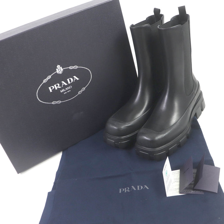 Pristine PRADA boots monolith Chelsea shoes with thick soles leather mens 10 2UG007