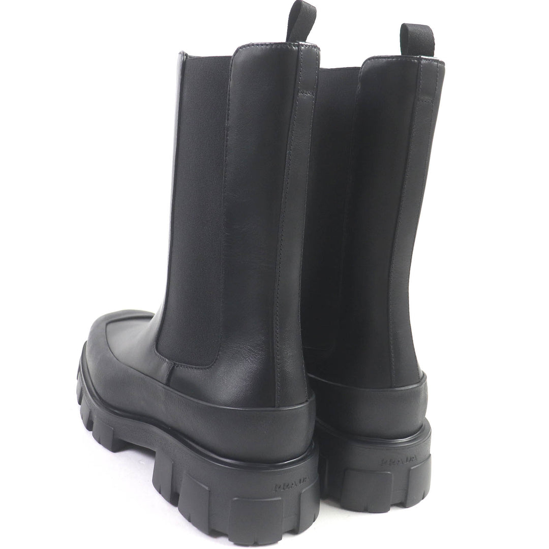 Pristine PRADA boots monolith Chelsea shoes with thick soles leather mens 10 2UG007