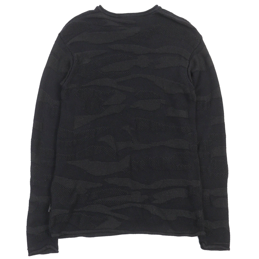 EMPORIO ARMANI knit Black Tag All-Woven Pattern Crew Neck Long Sleeve mens M