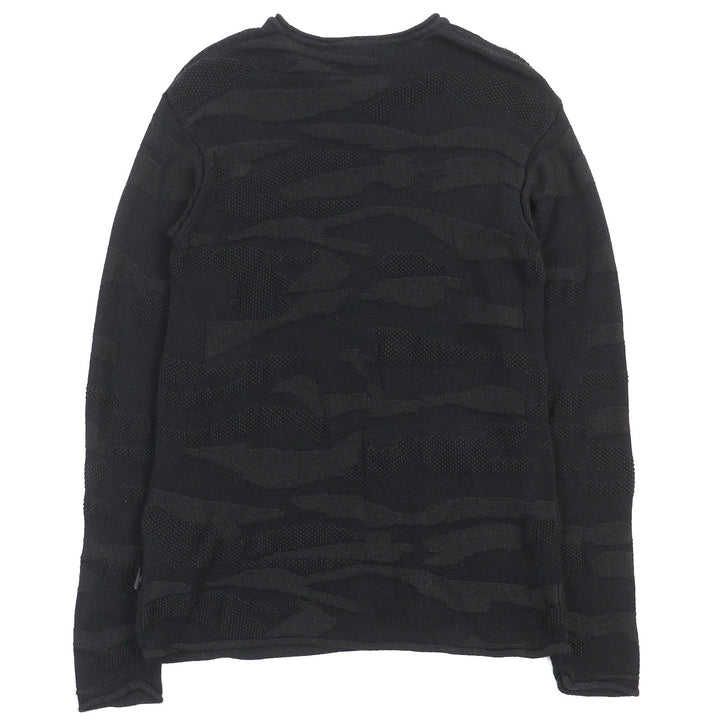 EMPORIO ARMANI knit Black Tag All-Woven Pattern Crew Neck Long Sleeve mens M