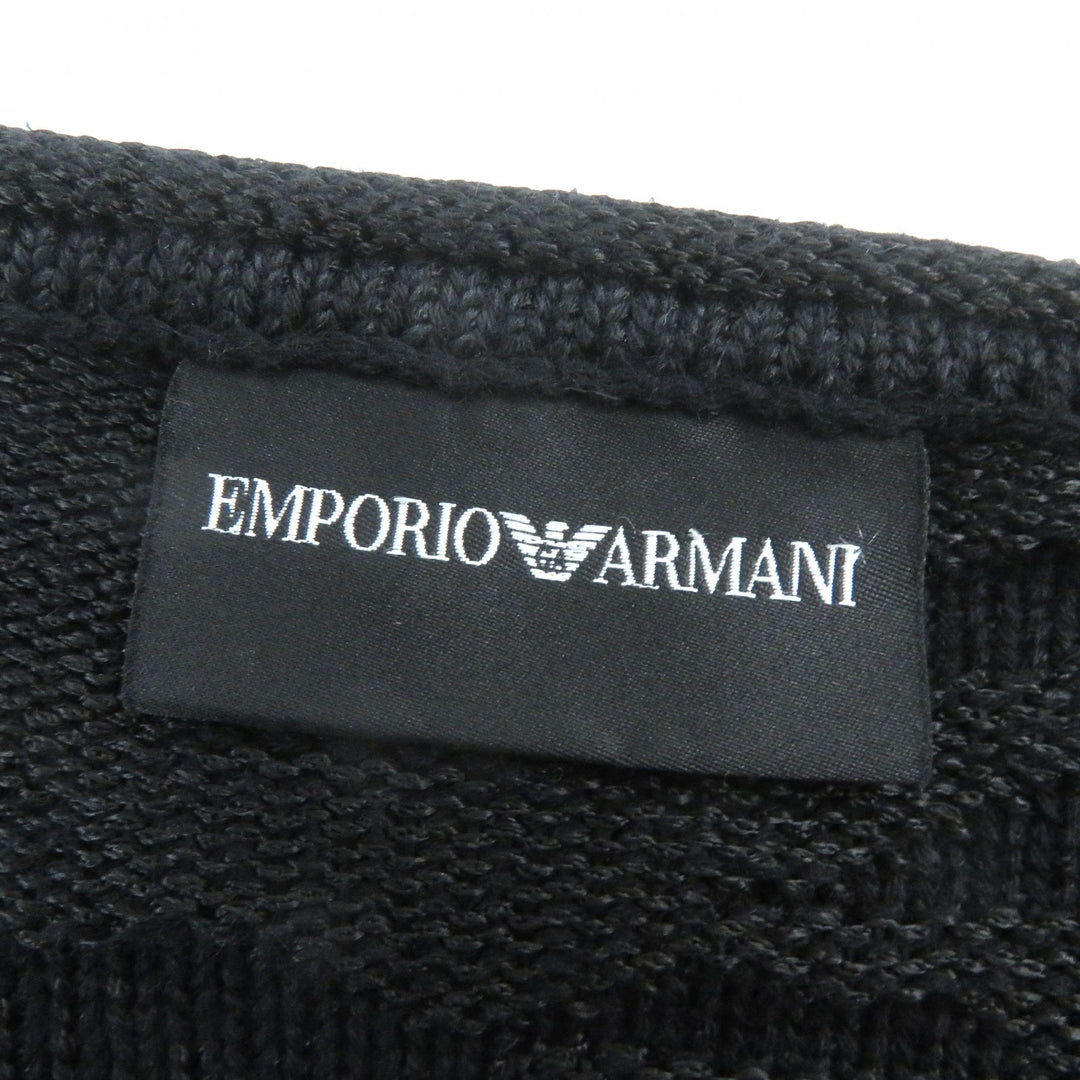 Great EMPORIO ARMANI knit Black Tag All-Woven Pattern Crew Neck M 3Z1MY1