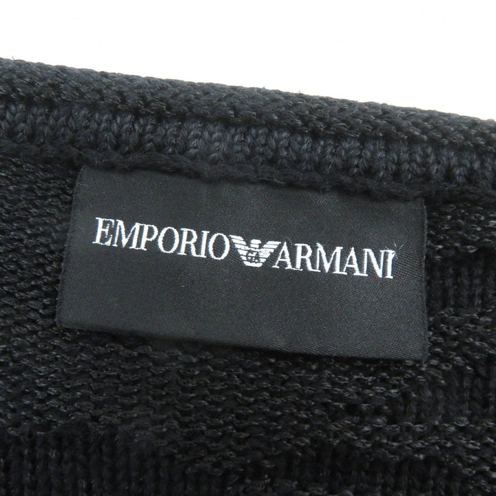 Great EMPORIO ARMANI knit Black Tag All-Woven Pattern Crew Neck M 3Z1MY1