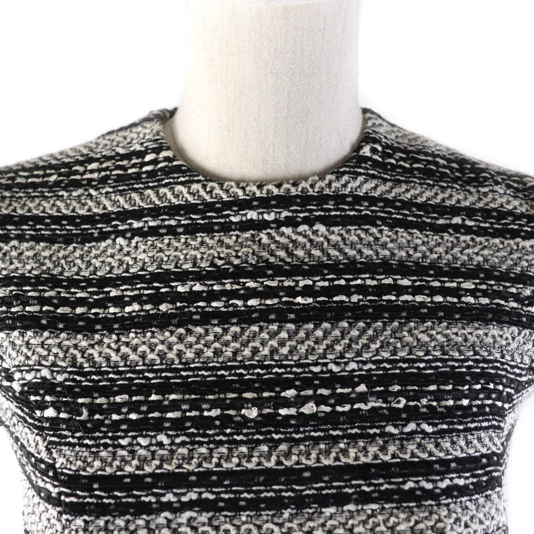 Great YOKO CHAN one piece Crew Neck French Sleeve Tweed polyester 36 YCD-420-640