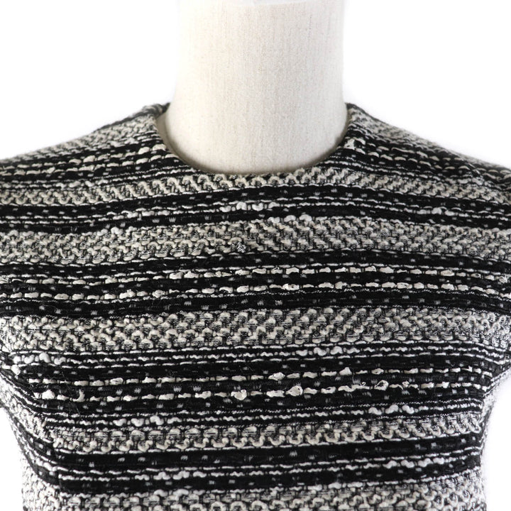 Great YOKO CHAN one piece Crew Neck French Sleeve Tweed polyester 36 YCD-420-640