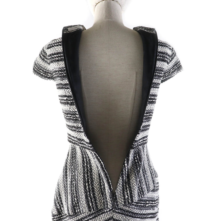 Great YOKO CHAN one piece Crew Neck French Sleeve Tweed polyester 36 YCD-420-640