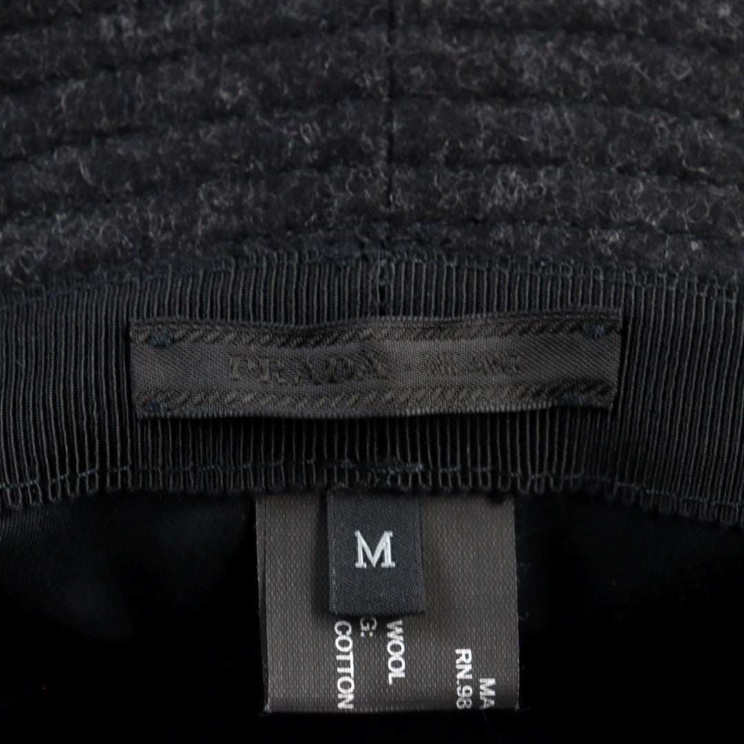 Great PRADA hat Triangle Plate Triangle Logo Bucket Hat Dark gray wool mens M