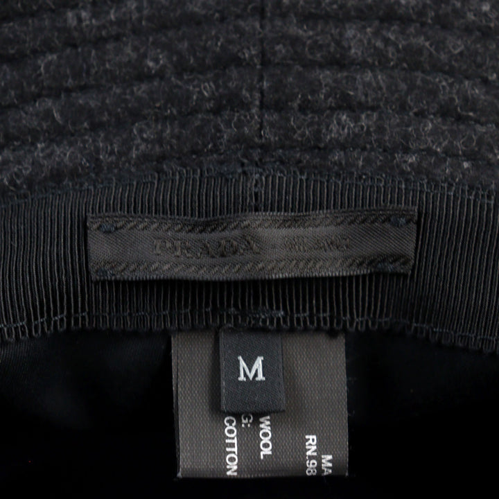 Great PRADA hat Triangle Plate Triangle Logo Bucket Hat Dark gray wool mens M