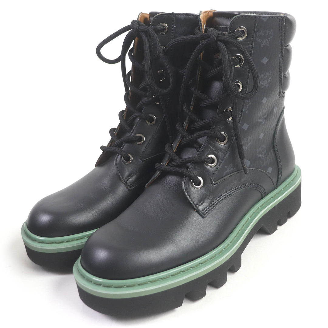 Great MCM Ankle boots Visetos logo all over black leather mens 42