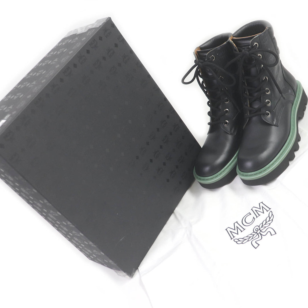 Great MCM Ankle boots Visetos logo all over black leather mens 42