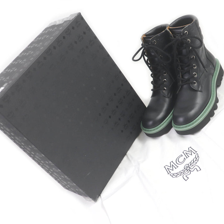 Great MCM Ankle boots Visetos logo all over black leather mens 42