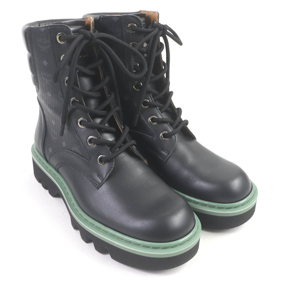 Great MCM Ankle boots Visetos logo all over black leather mens 42