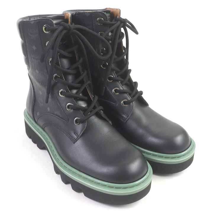 Great MCM Ankle boots Visetos logo all over black leather mens 42