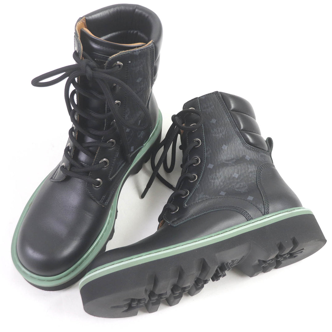 Great MCM Ankle boots Visetos logo all over black leather mens 42