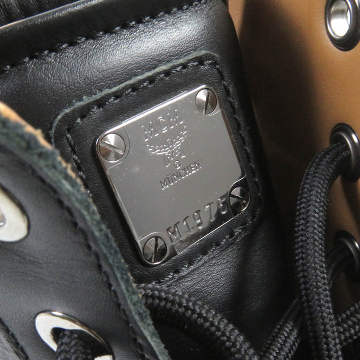 Great MCM Ankle boots Visetos logo all over black leather mens 42