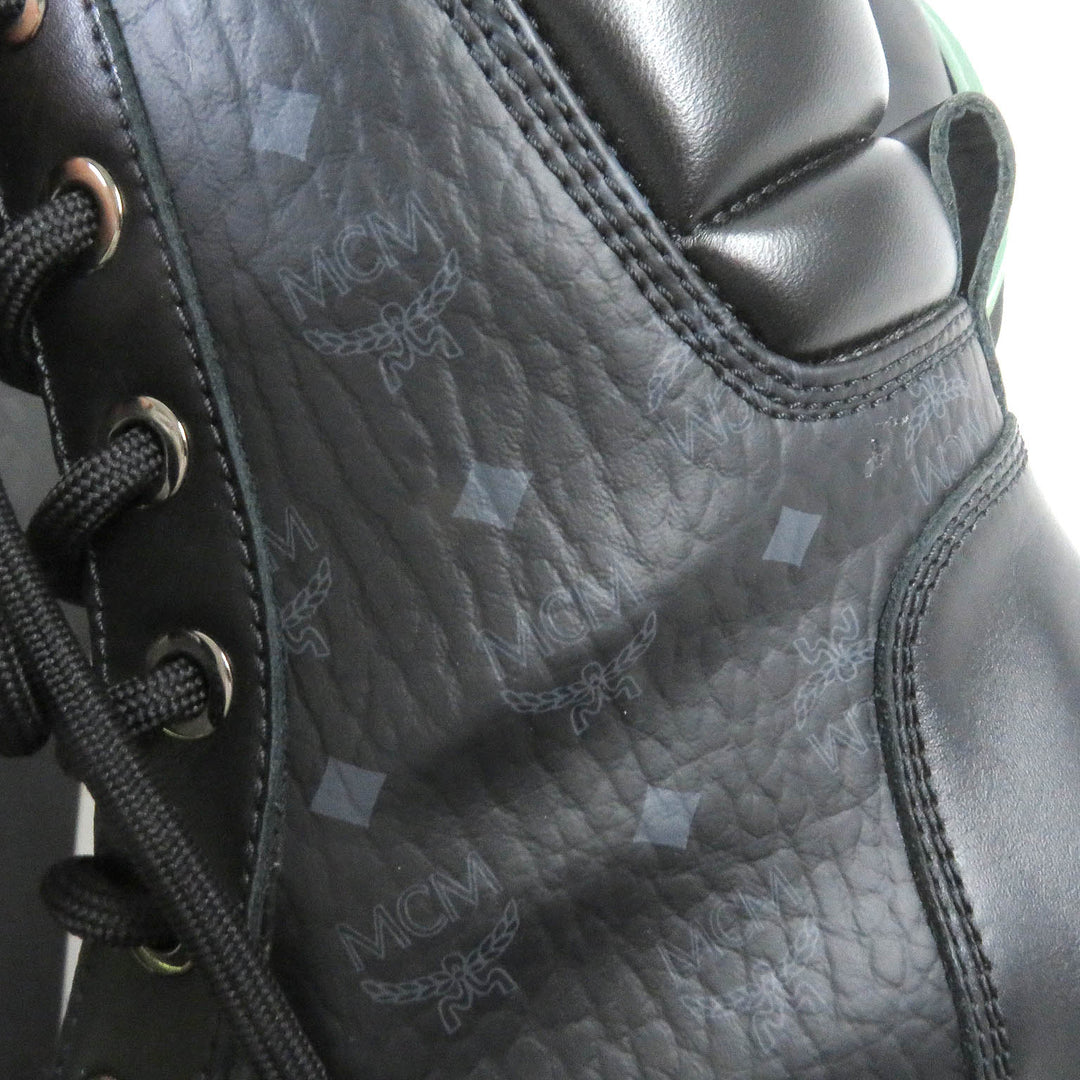 Great MCM Ankle boots Visetos logo all over black leather mens 42