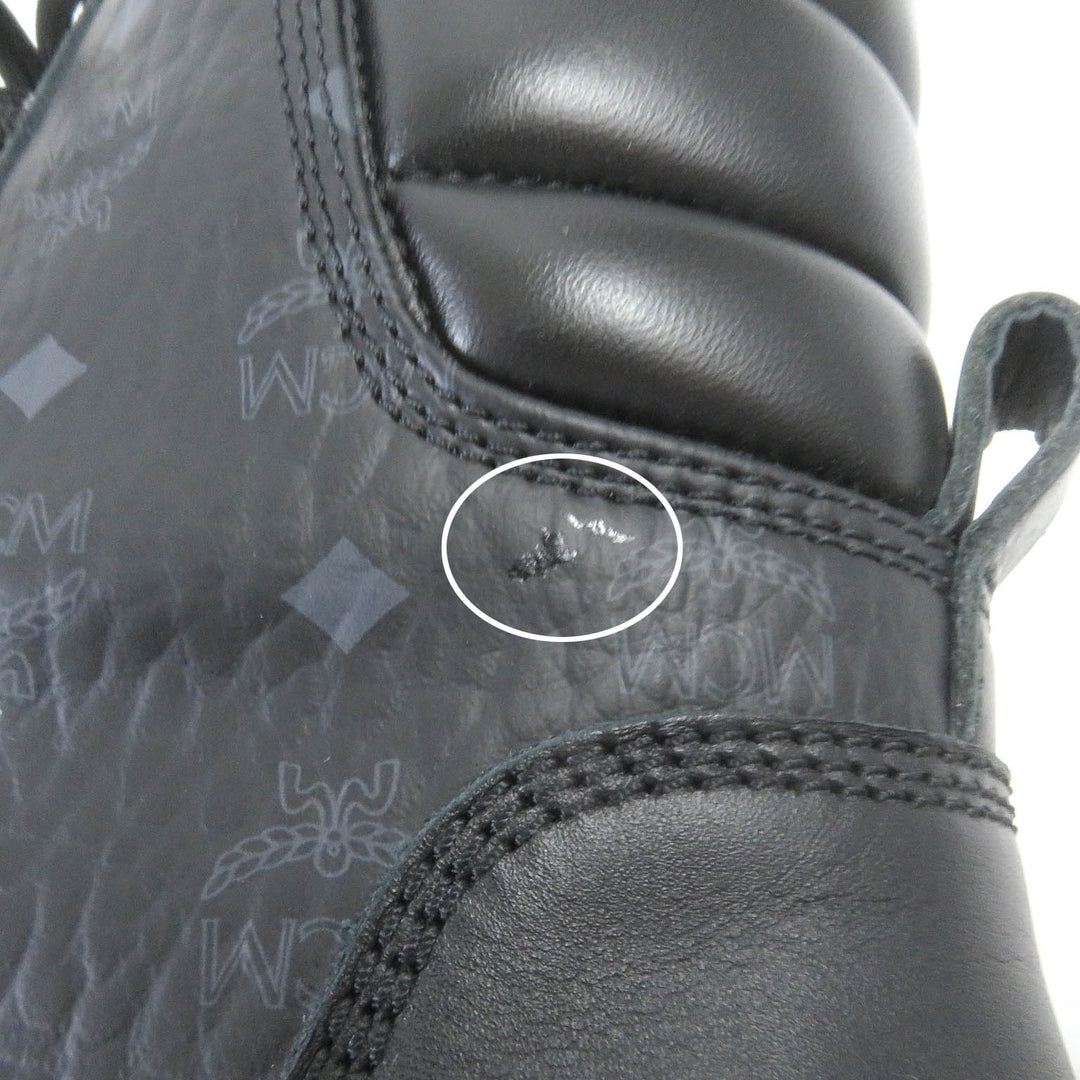 Great MCM Ankle boots Visetos logo all over black leather mens 42