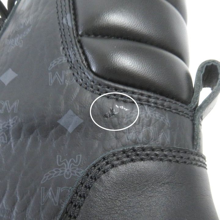 Great MCM Ankle boots Visetos logo all over black leather mens 42