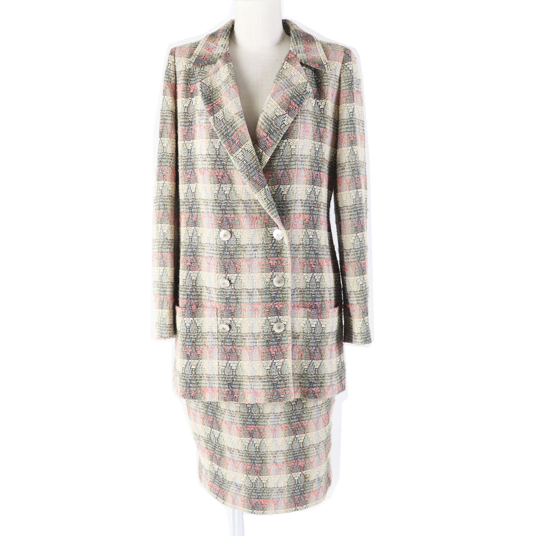 Great CHANEL setup COCO Mark Button Double Breasted Tweed Multi Women 38 98P