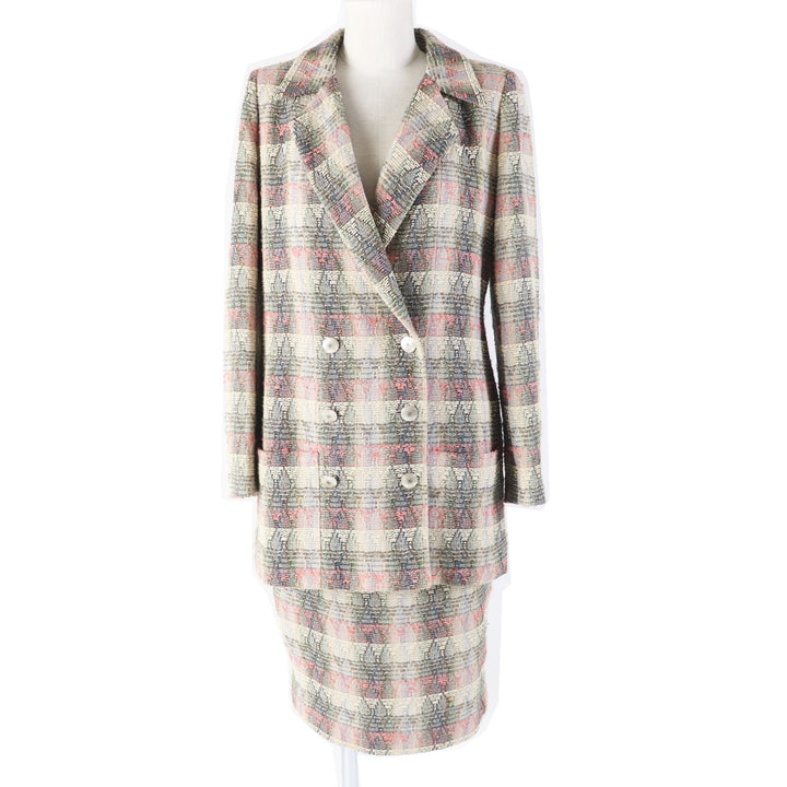Great CHANEL setup COCO Mark Button Double Breasted Tweed Multi Women 38 98P
