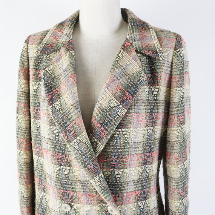 Great CHANEL setup COCO Mark Button Double Breasted Tweed Multi Women 38 98P