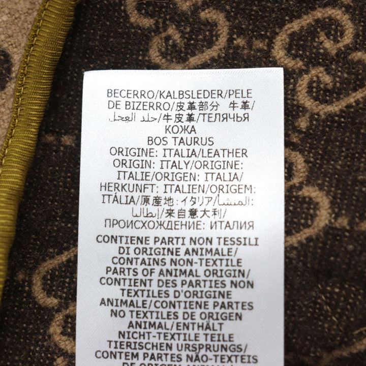 Excellent GUCCI Chester coat GG jacquard melton covered button Beige mens 50