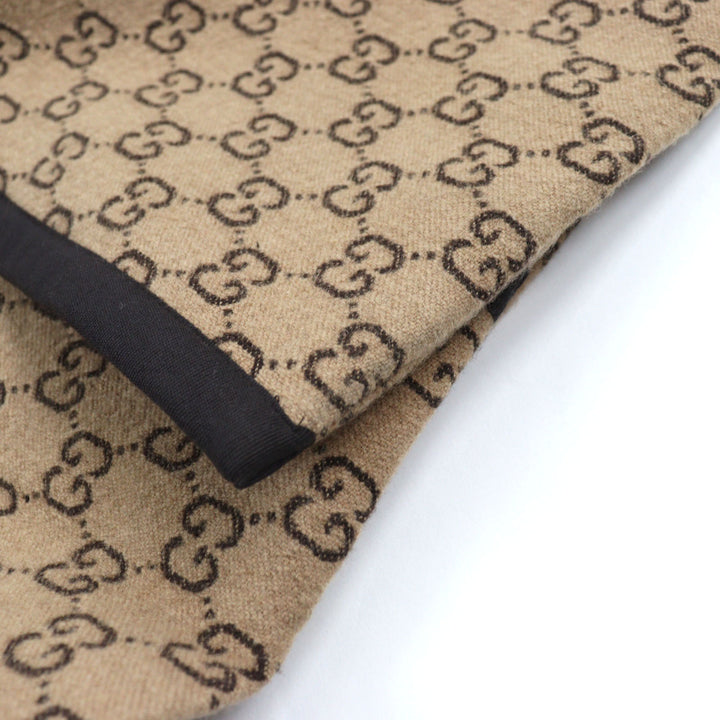 Excellent GUCCI Chester coat GG jacquard melton covered button Beige mens 50 598710